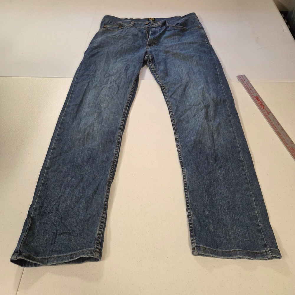 Lee Premium Select Regular Fit Straight Leg Jeans Mens 34x32 Medium Wash Blue
